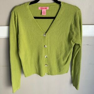 Coco & Sky Lime Green Ribbed Cardigan